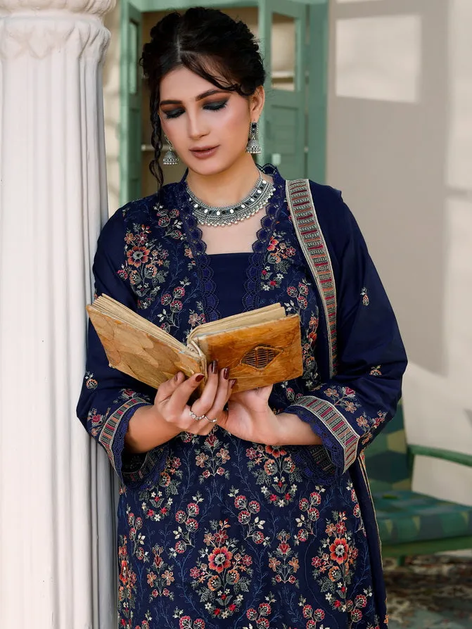 Manizay Saqafat Premium Embroidered Lawn Unstitched 3Pc Suit D-05