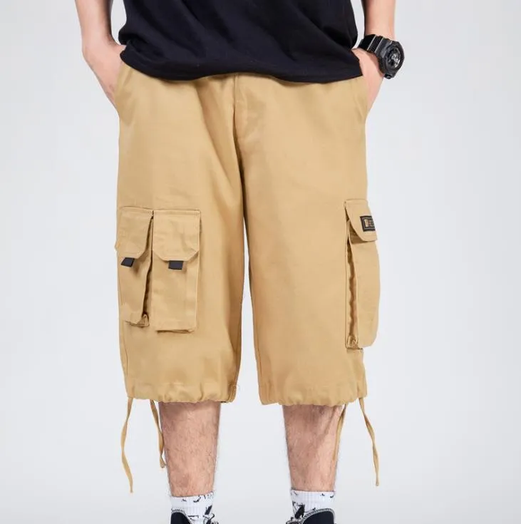 Men's Summer Elastic Waist Baggy Multi Pocket Cargo Wide Leg Shorts