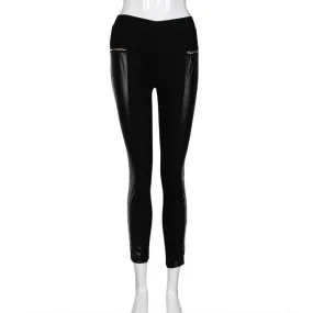 mokingtop Winter Leggings Women Zipper Leather Leggings Slim Stretch Pants Autumn Fashion Wear Calzas Mujer Leggins#B11 SM6