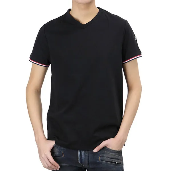 MONCLER  |V-Neck Plain Cotton Short Sleeves Logo V-Neck T-Shirts