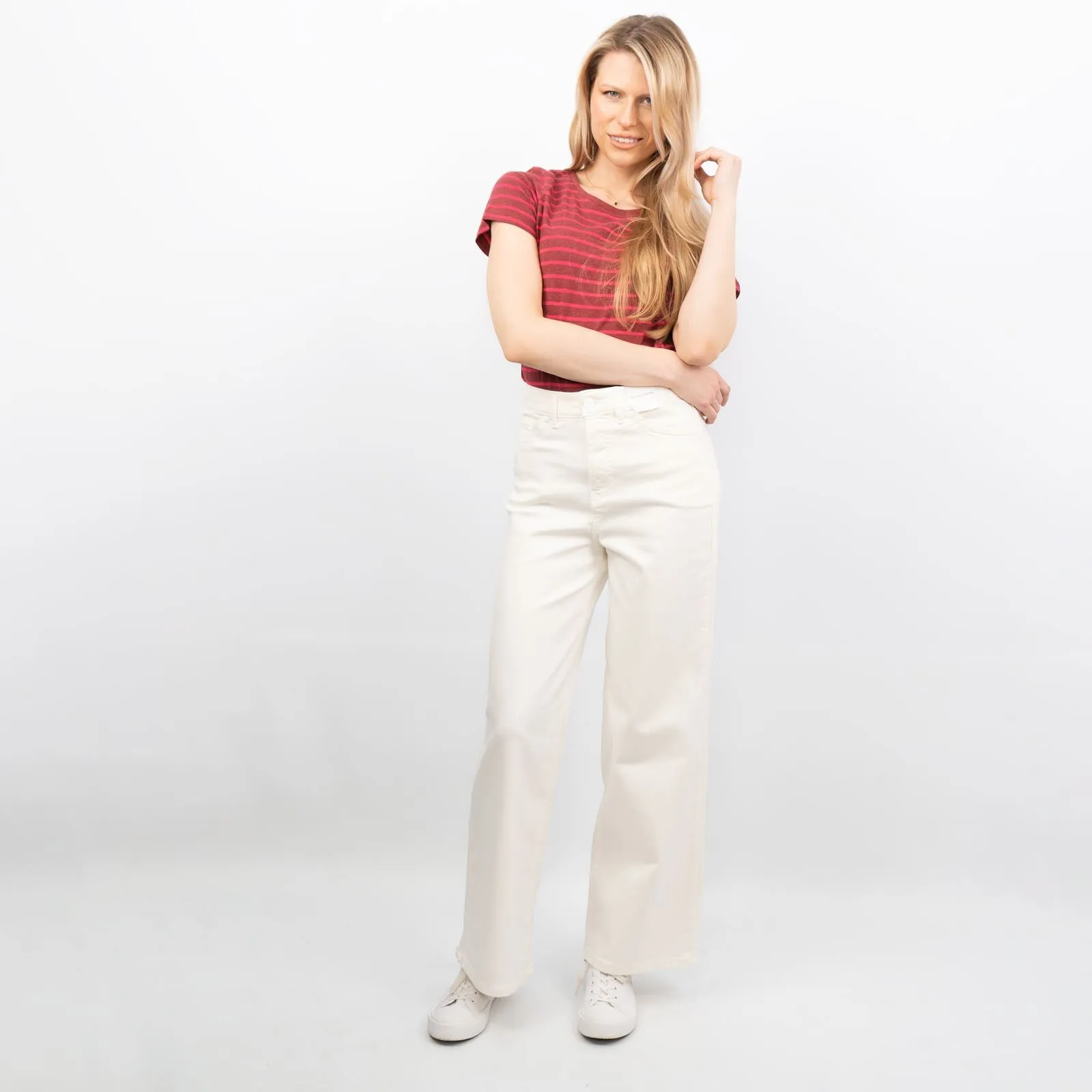 M&S Autograph High Waist Wide Leg Ivory Jeans