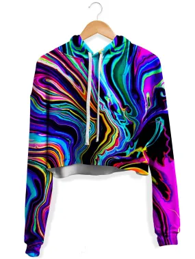 Neon Rift Fleece Crop Hoodie