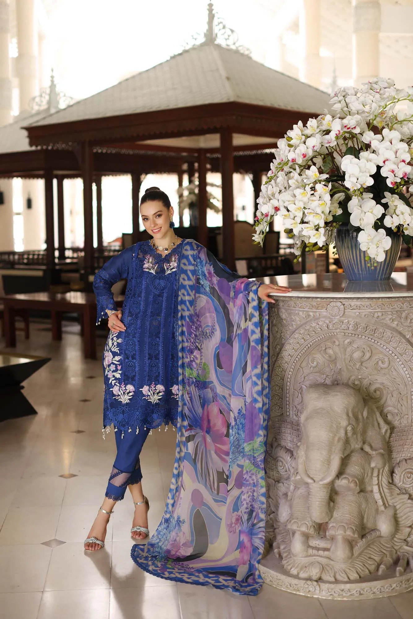 Noor by Saadia Asad Luxury Chikankari Lawn Unstitched 3Pc Suit D-10B