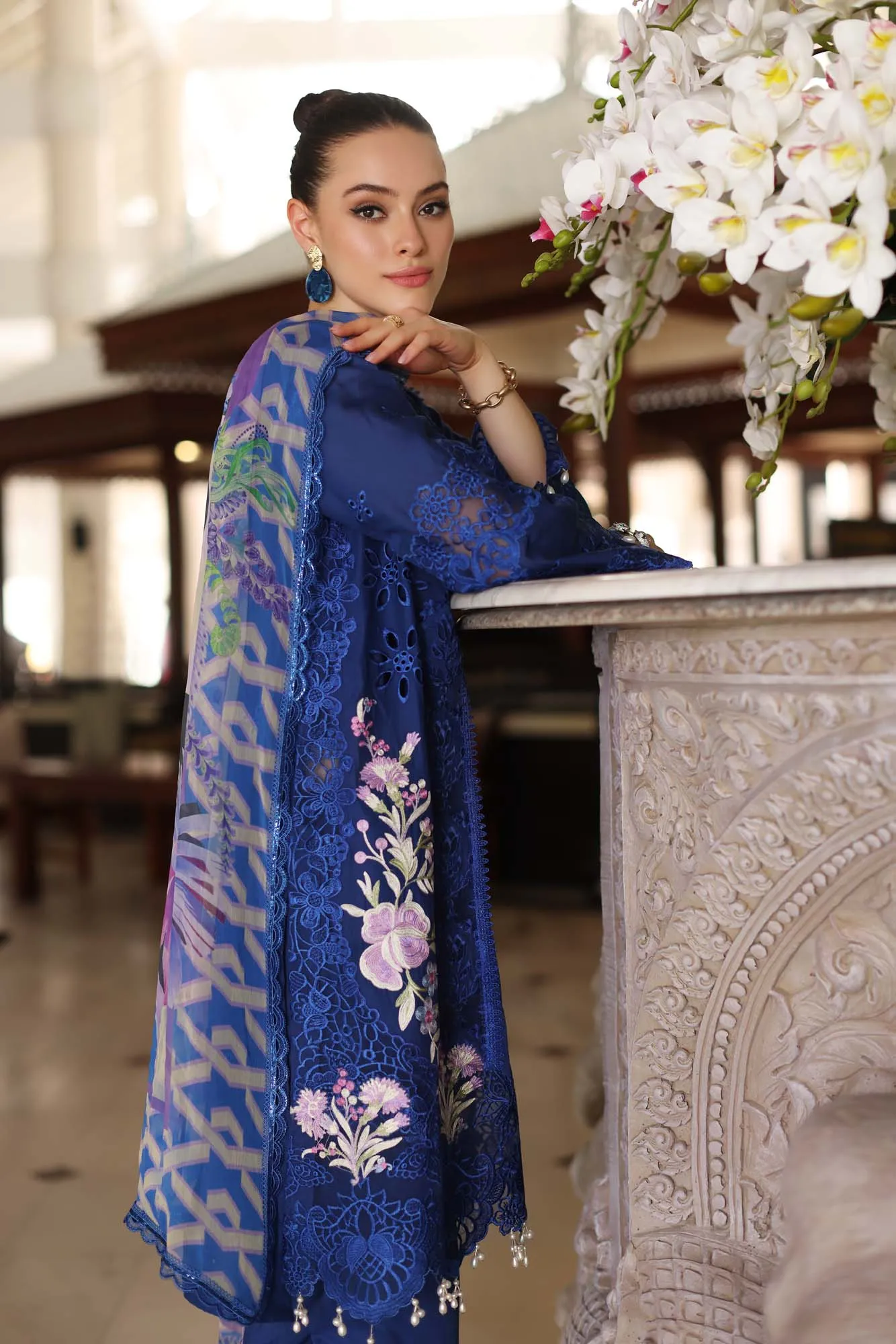 Noor by Saadia Asad Luxury Chikankari Lawn Unstitched 3Pc Suit D-10B