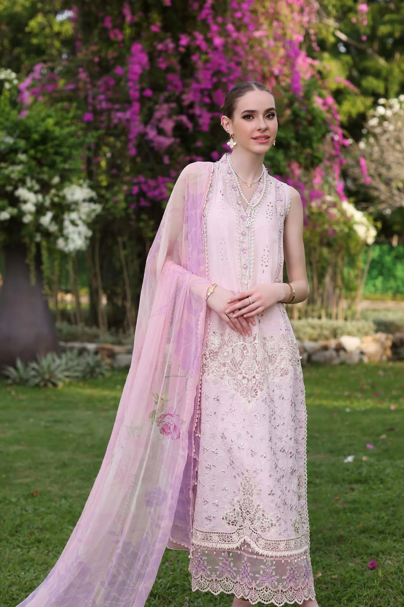 Noor by Saadia Asad Luxury Chikankari Lawn Unstitched 3Pc Suit D-11A