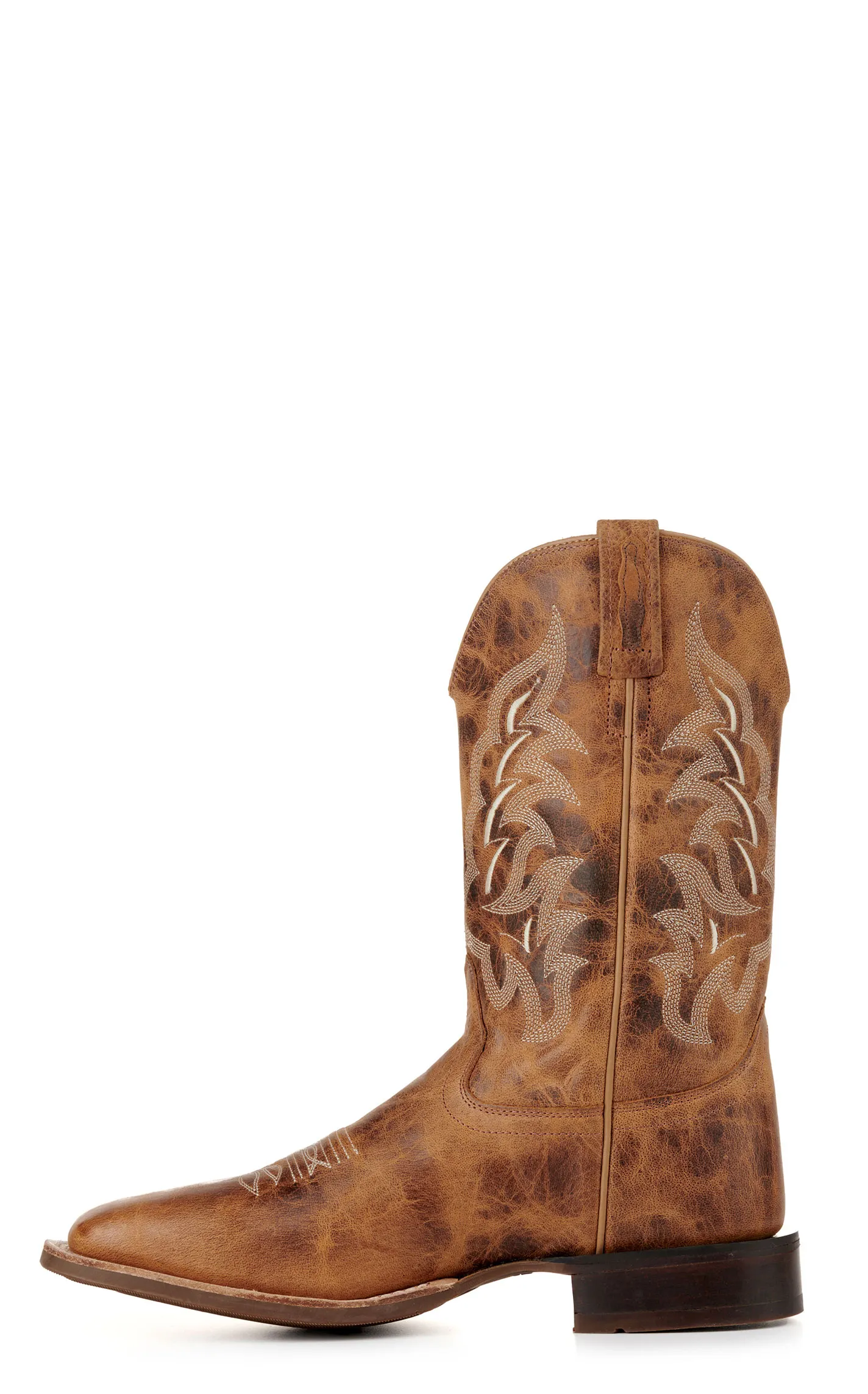 Old West Men's Burnt Tan Wide Square Toe Cowboy Boots