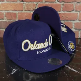 Orlando City Lions Mitchell and Ness Script Snapback Hat