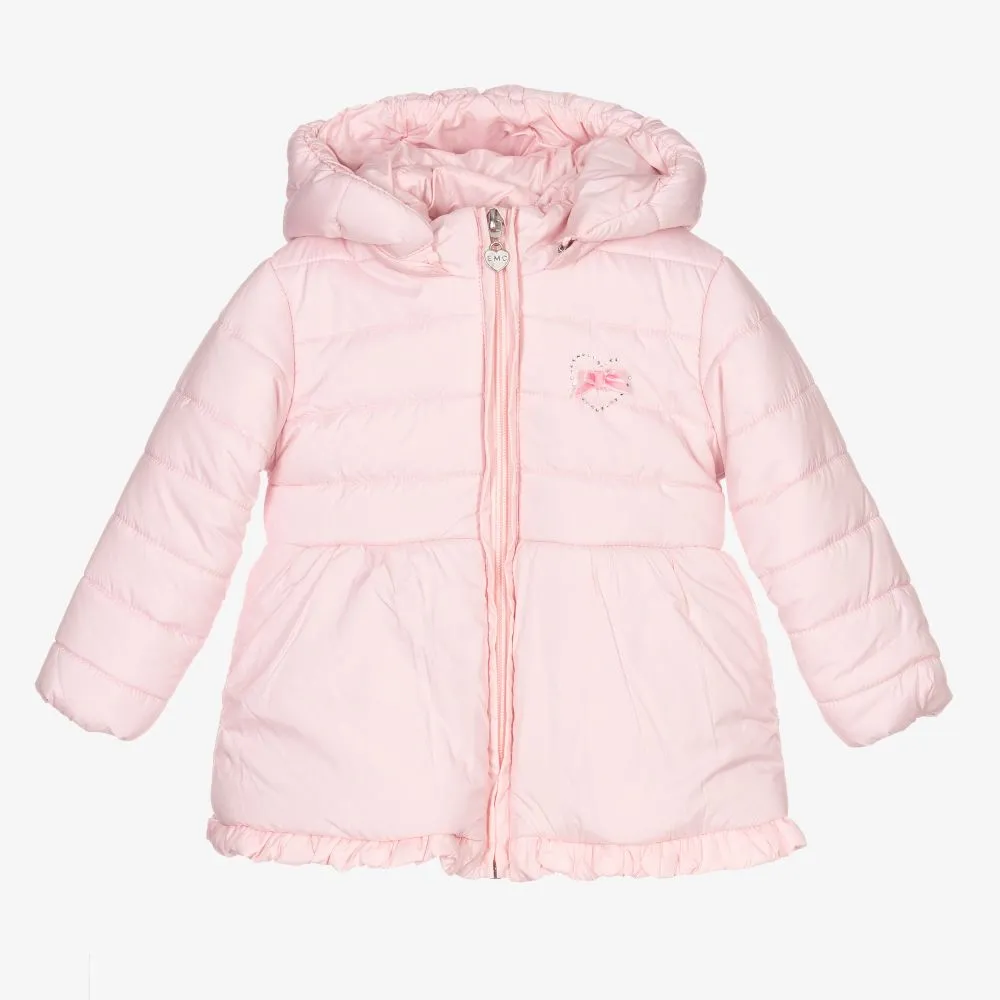 Pink Hooded Puffer Coat