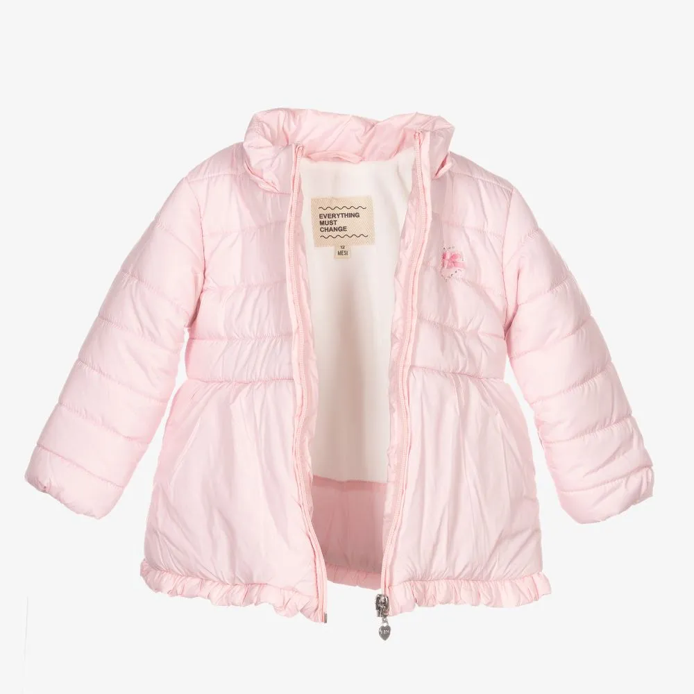 Pink Hooded Puffer Coat