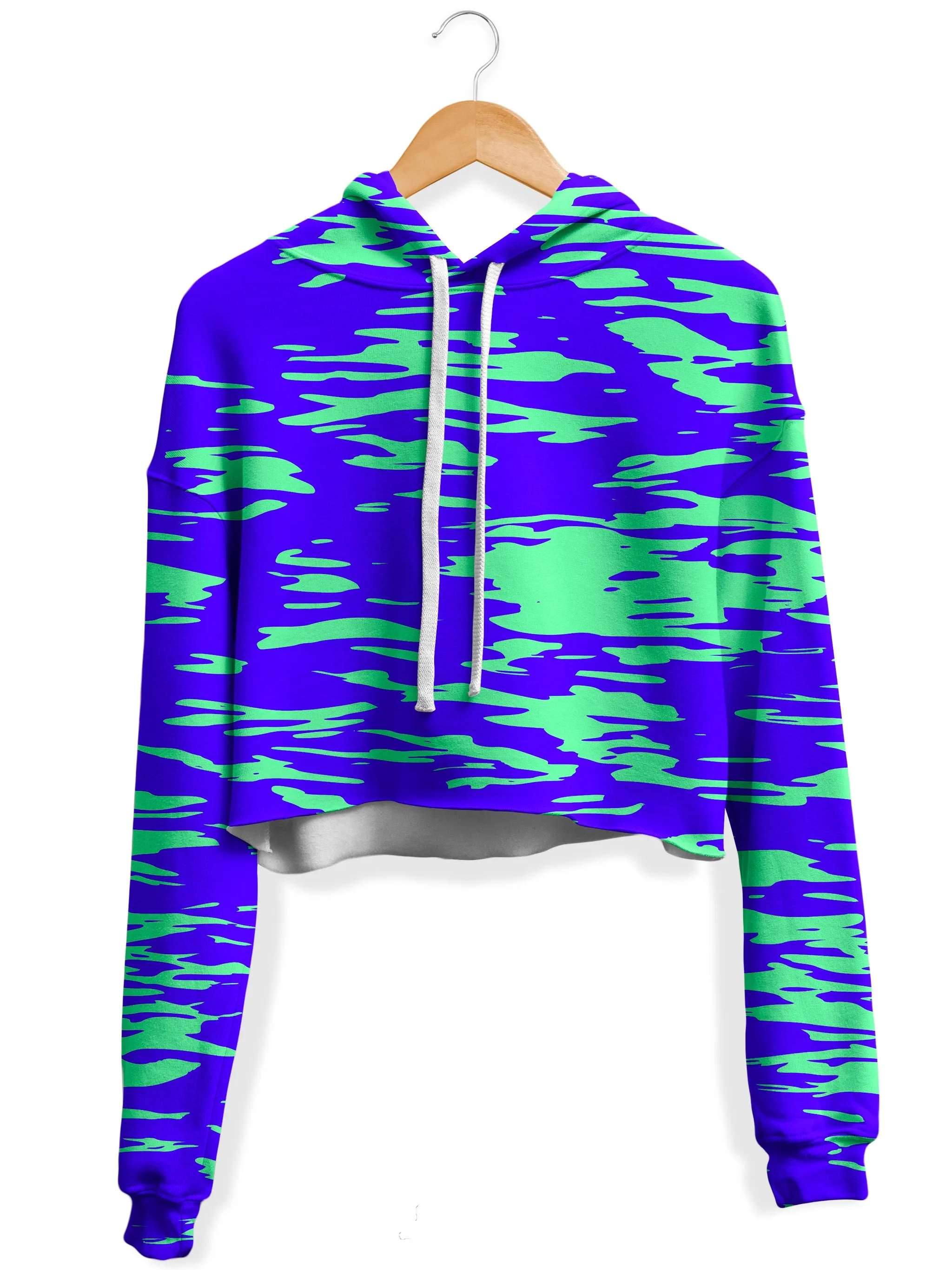 Purple Mint Rave Zebra Stripe Crop Hoodie and Leggings Combo