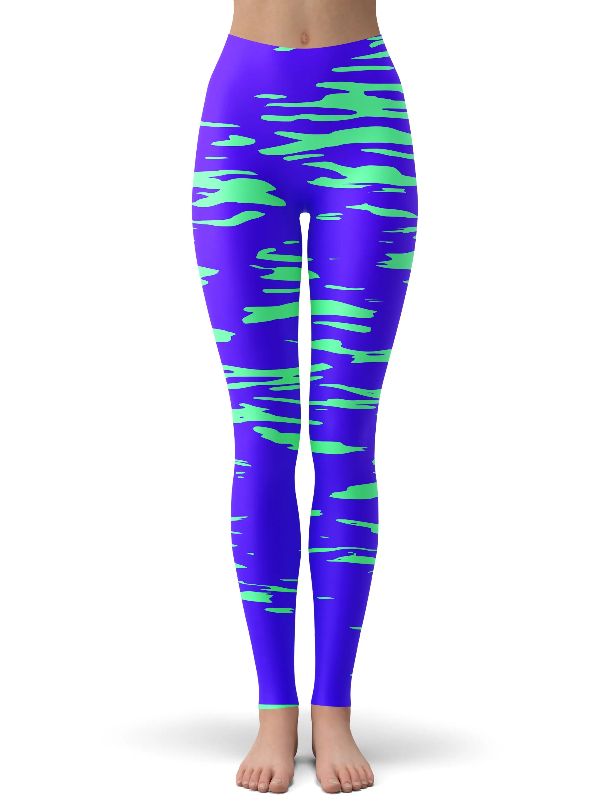 Purple Mint Rave Zebra Stripe Crop Hoodie and Leggings Combo