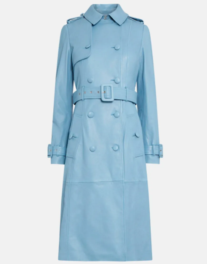 Queens Of Mystery Matilda Stone Blue Trench Coat | Florence Hall Coat