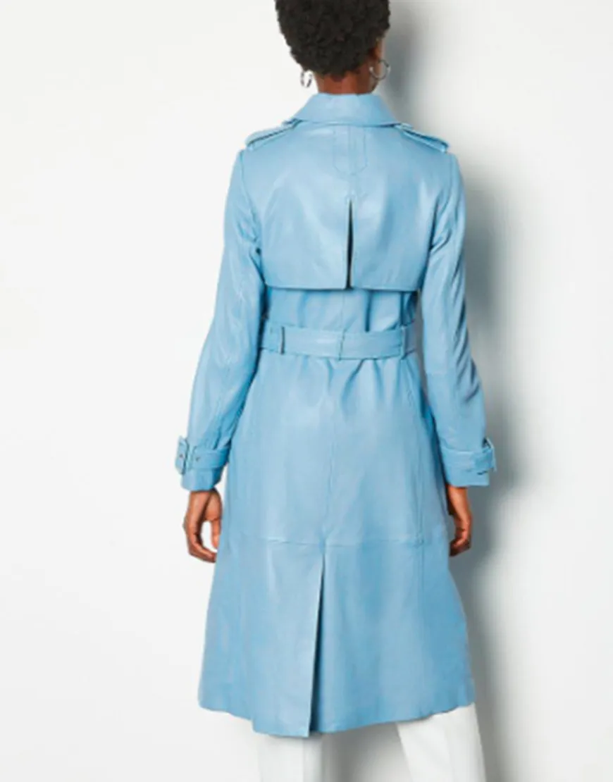 Queens Of Mystery Matilda Stone Blue Trench Coat | Florence Hall Coat