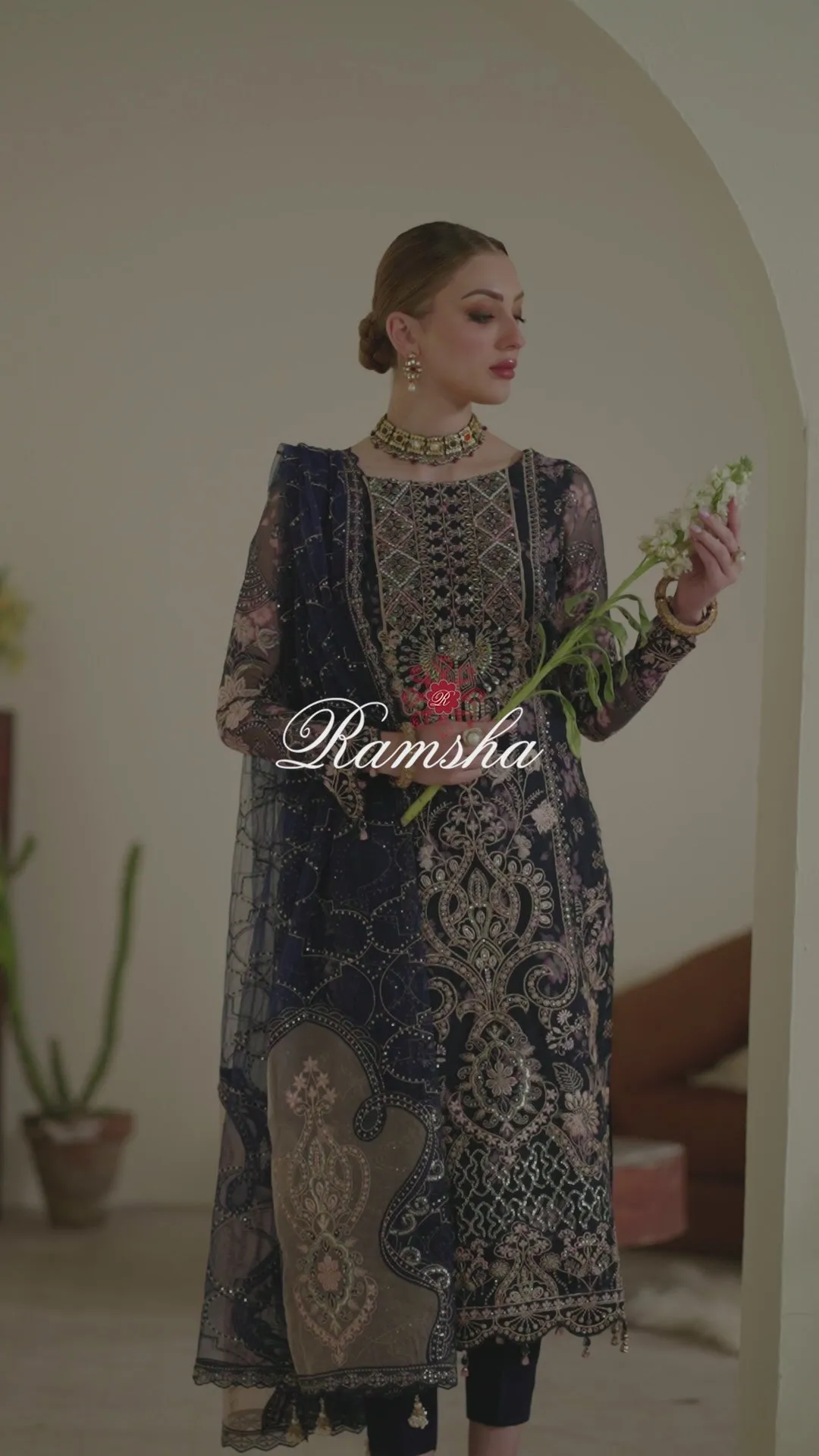 Ramsha Luxury Embroidered Organza Unstitched 3Pc Suit E-101