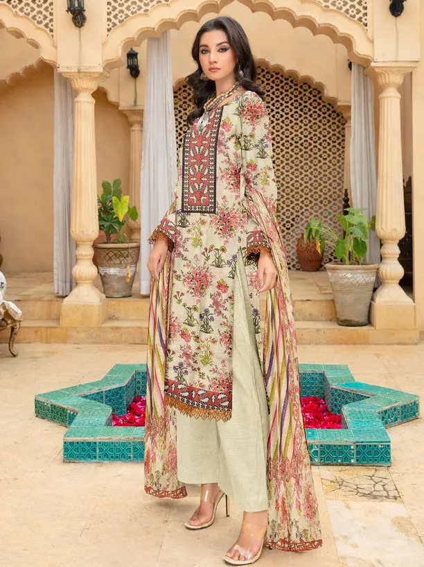 Rashk e Qamar Hajra Exclusive Dabi Lawn Unstitched 3Pc Suit D-10