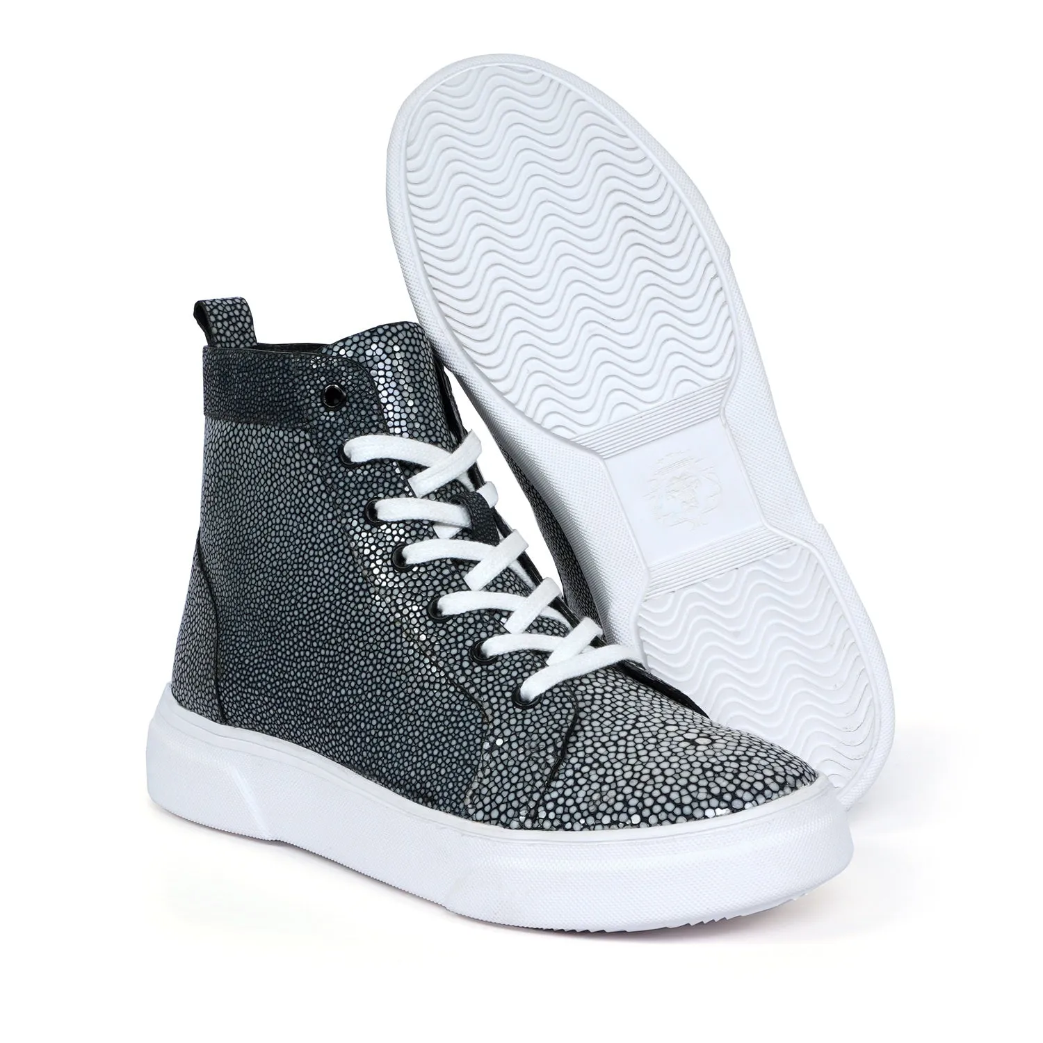 Real Stingray Fish Leather Sneaker with White Sole