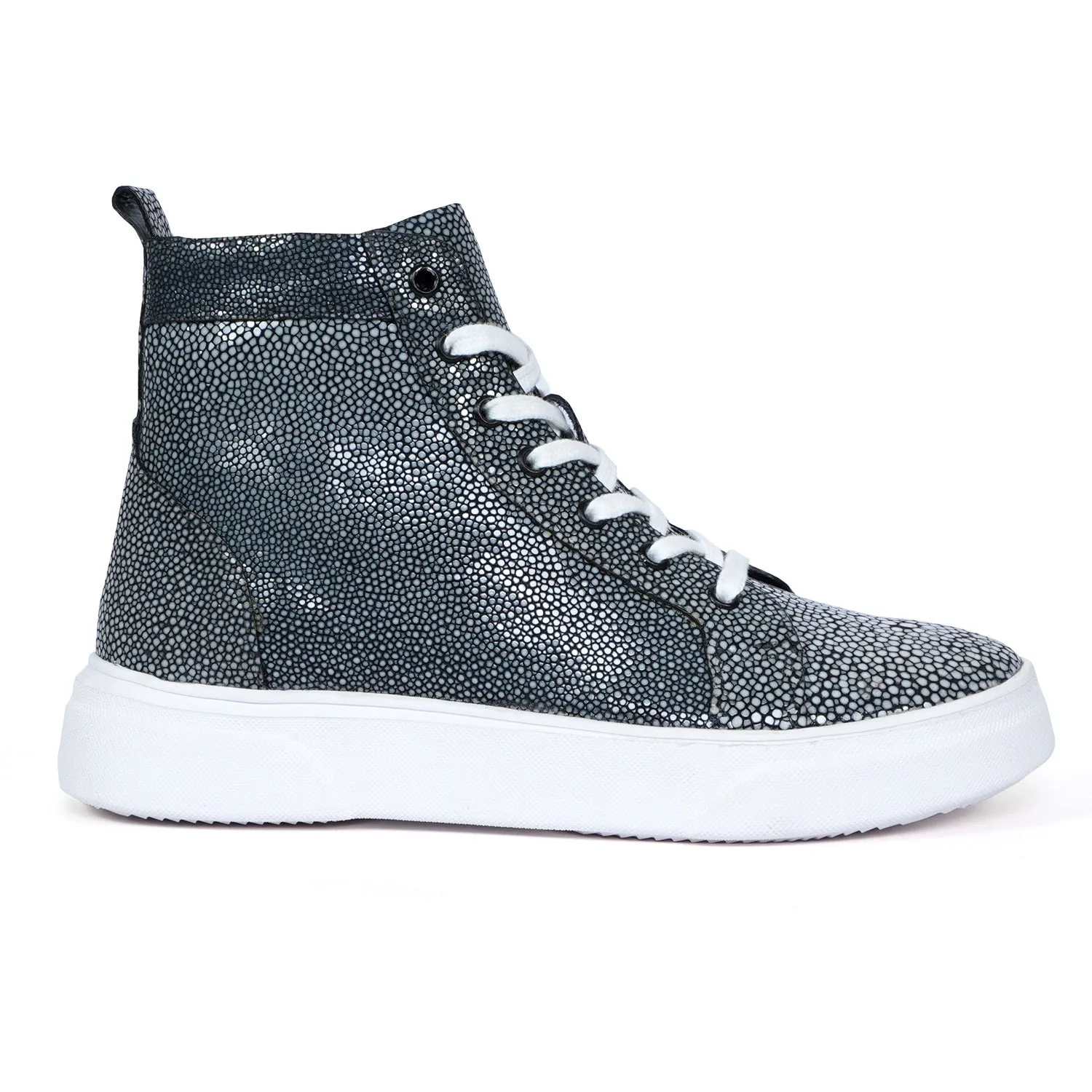 Real Stingray Fish Leather Sneaker with White Sole