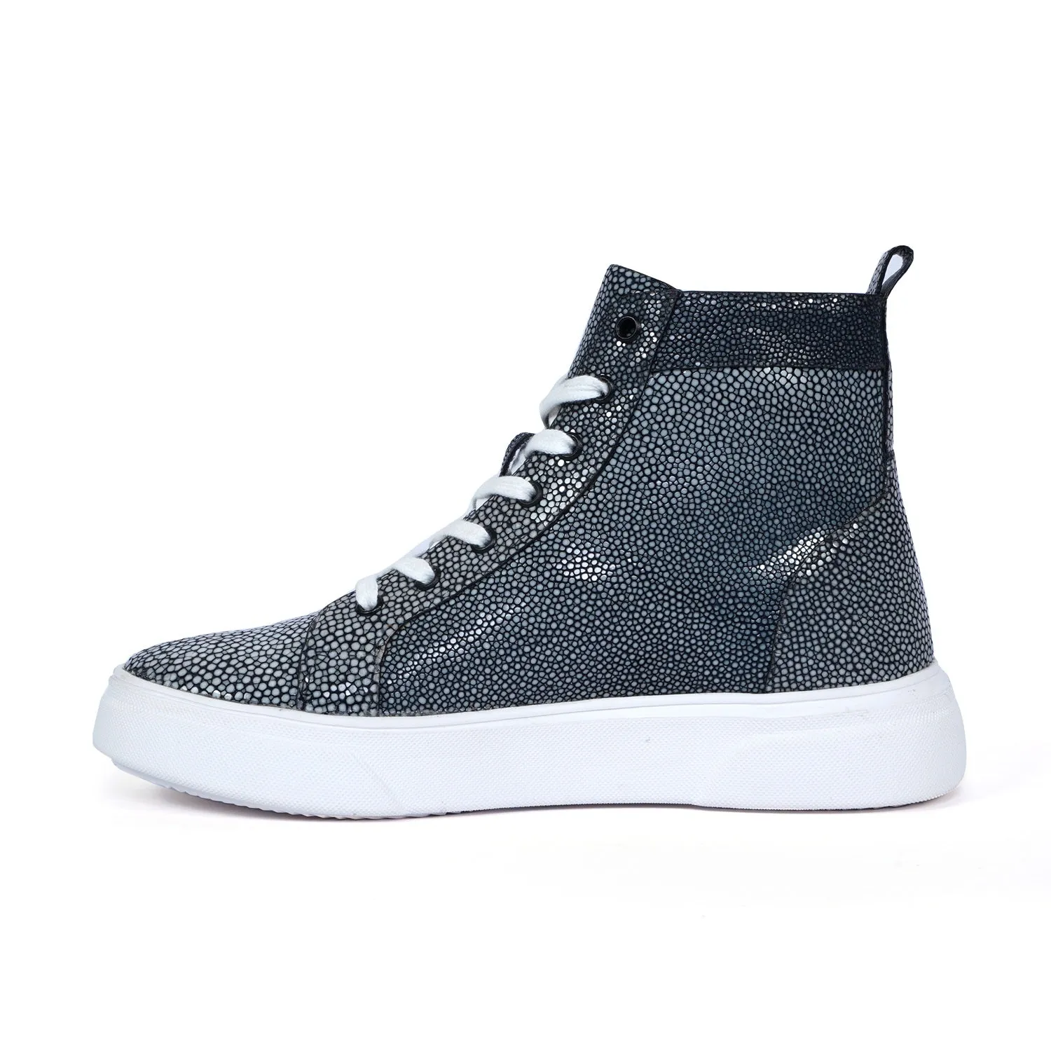 Real Stingray Fish Leather Sneaker with White Sole