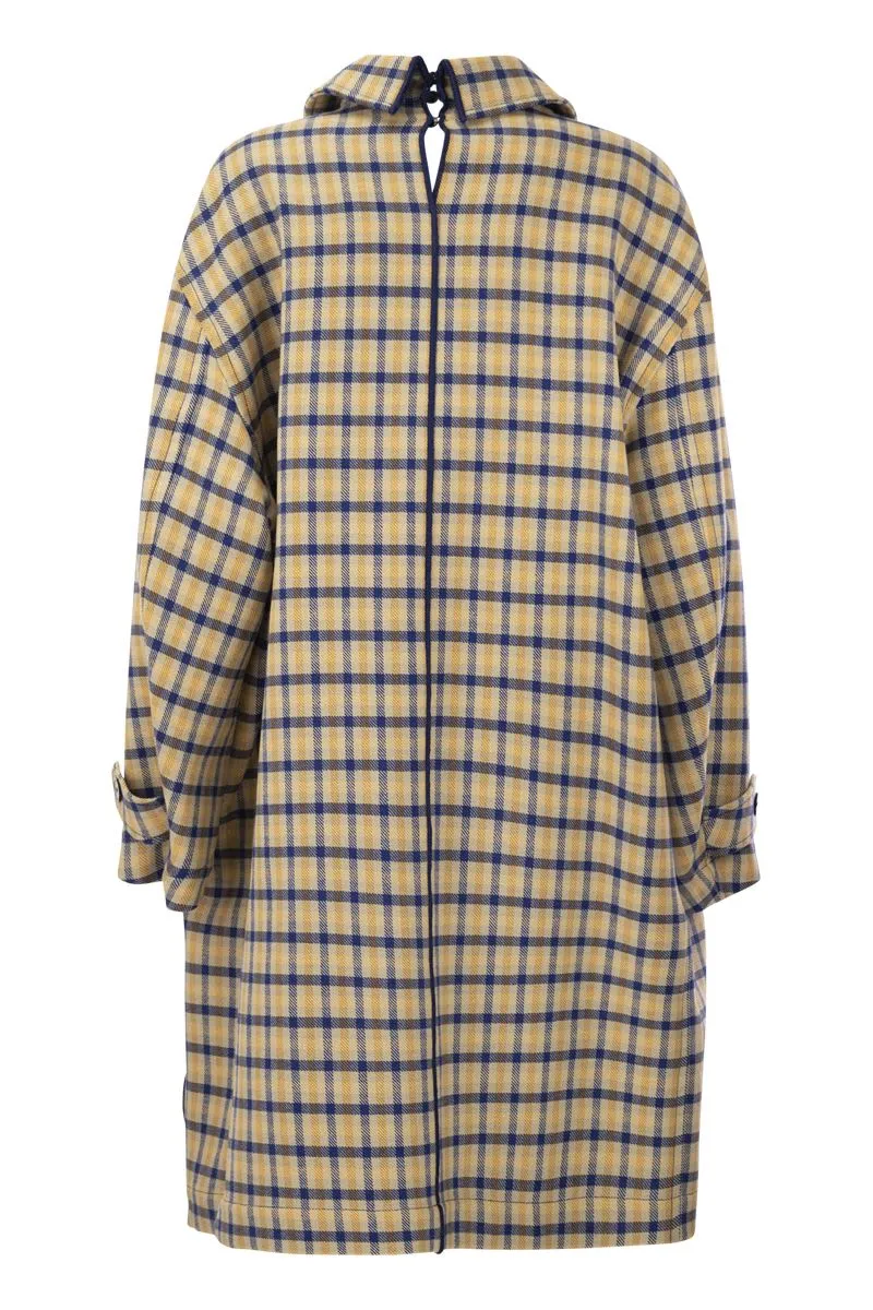 REVERSIBLE WOOL COAT WITH CHECK PATTERN