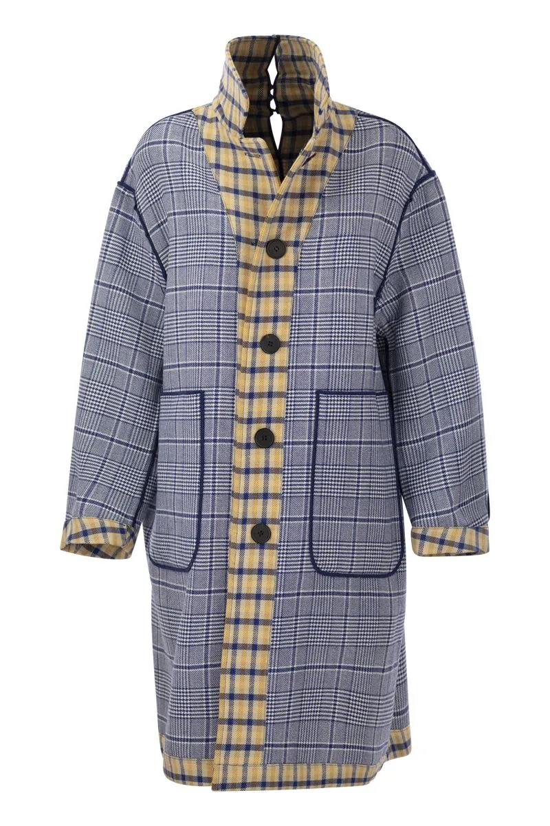 REVERSIBLE WOOL COAT WITH CHECK PATTERN