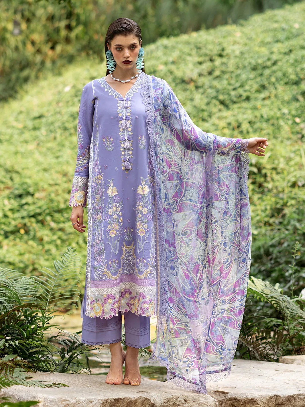 Roheenaz Dahlia Embroidered Lawn Unstitched 3Pc Suit RNZ-06B Aster