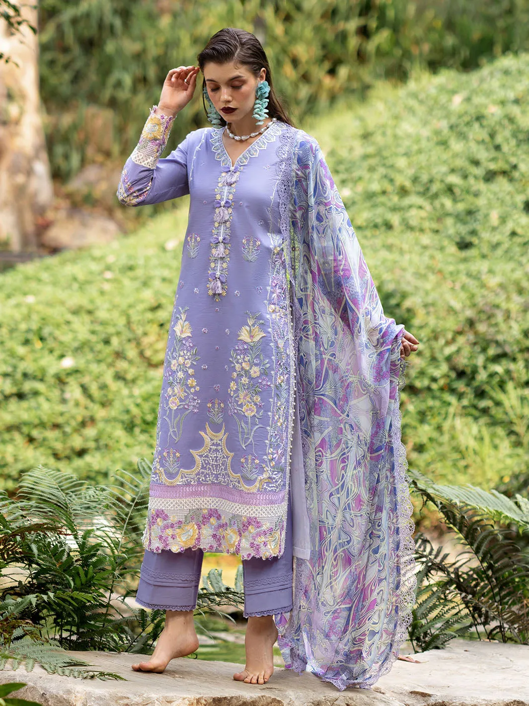 Roheenaz Dahlia Embroidered Lawn Unstitched 3Pc Suit RNZ-06B Aster