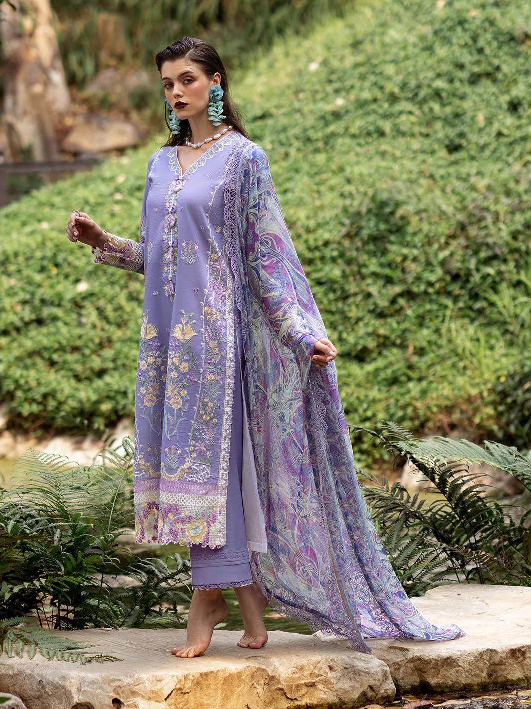 Roheenaz Dahlia Embroidered Lawn Unstitched 3Pc Suit RNZ-06B Aster