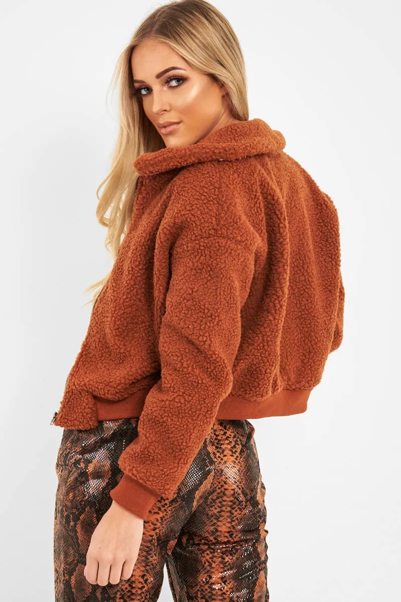 Rust Borg Cropped Bomber Jacket - Heidy