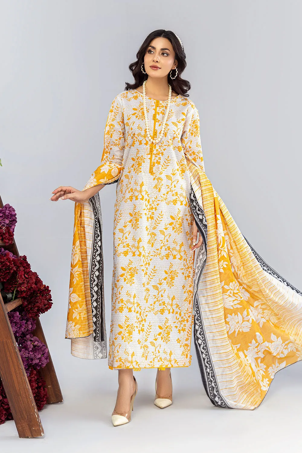 Safwa Safron Vol-01 Fine Digital Printed Lawn Unstitched 3Pc Suit SAF-09