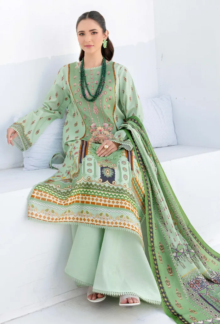 Saira Bano by Humdum Embroidered Lawn Unstitched 3Pc Suit D-02