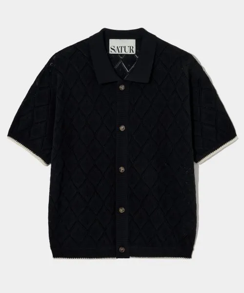 SATUR  |Street Style Plain Short Sleeves Logo Shirts