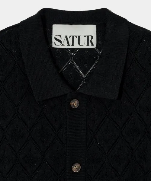 SATUR  |Street Style Plain Short Sleeves Logo Shirts