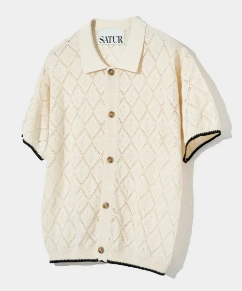 SATUR  |Street Style Plain Short Sleeves Logo Shirts