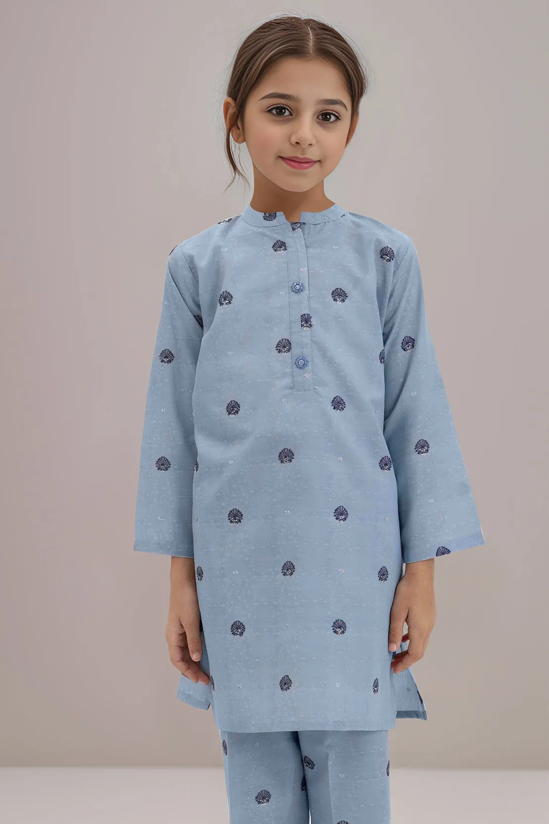 SAYA's Printed Cotton Jacquard Embroidered Stitched For Mom And Daughter