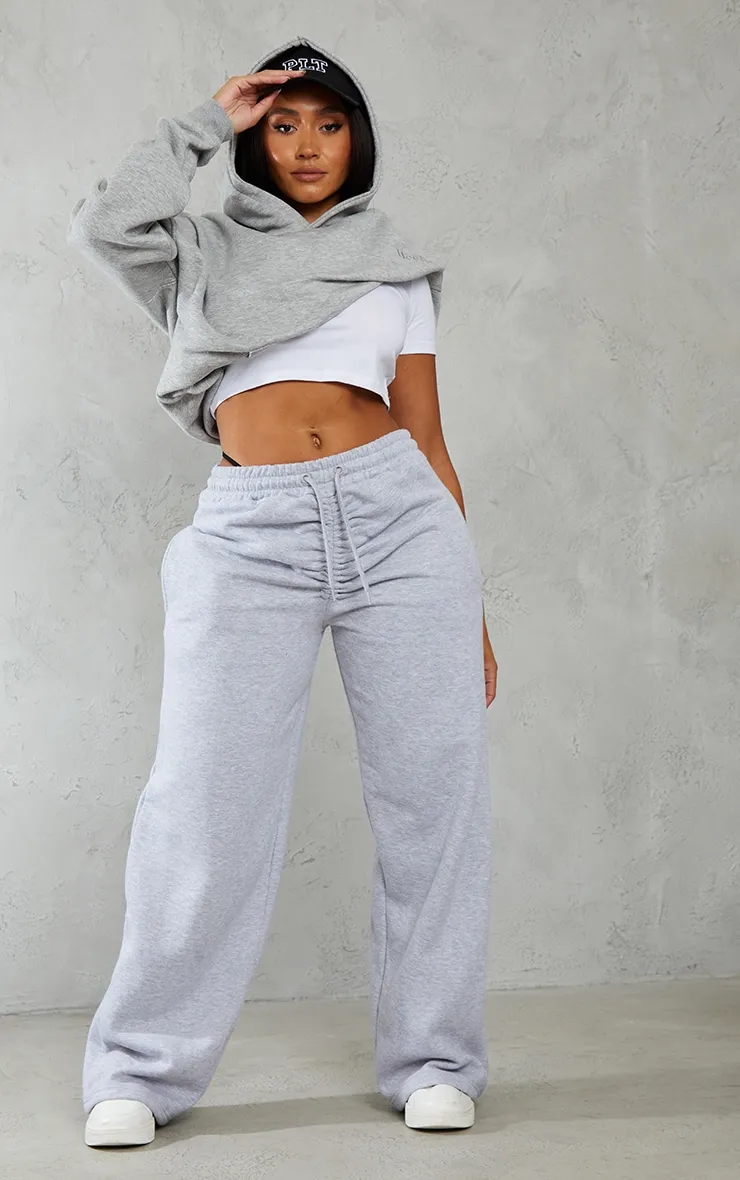 Shape Grey Marl Ruched Waist Wide Leg Joggers