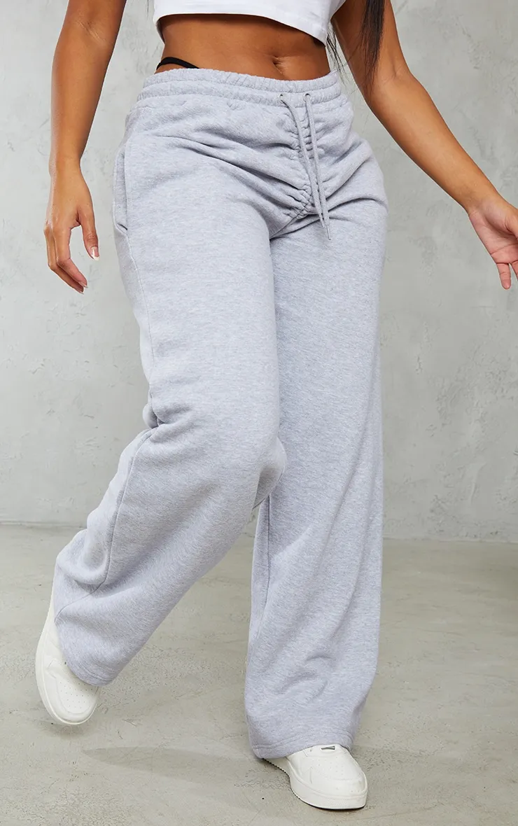 Shape Grey Marl Ruched Waist Wide Leg Joggers