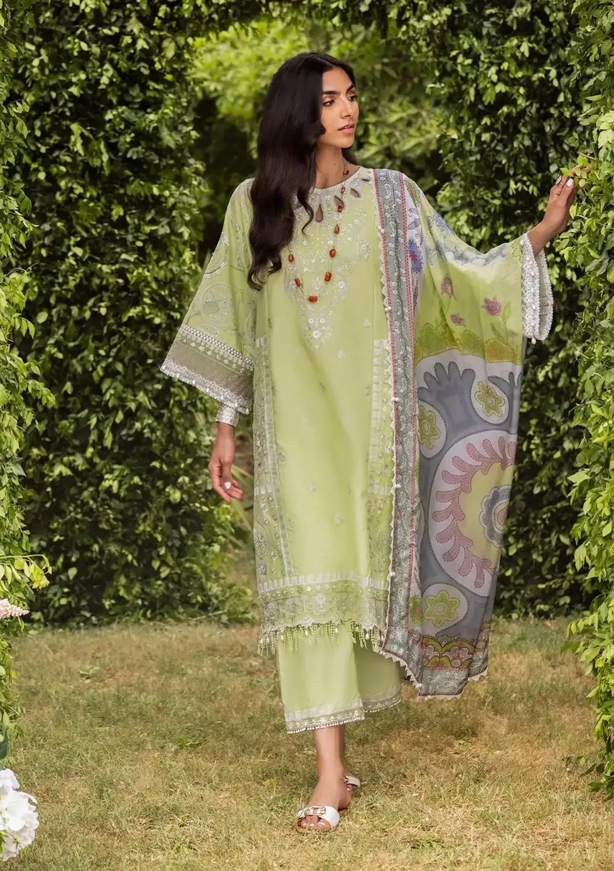 Siraa by Sadaf Fawad Khan Embroidered Lawn Unstitched 3Pc Suit - GINA (B)