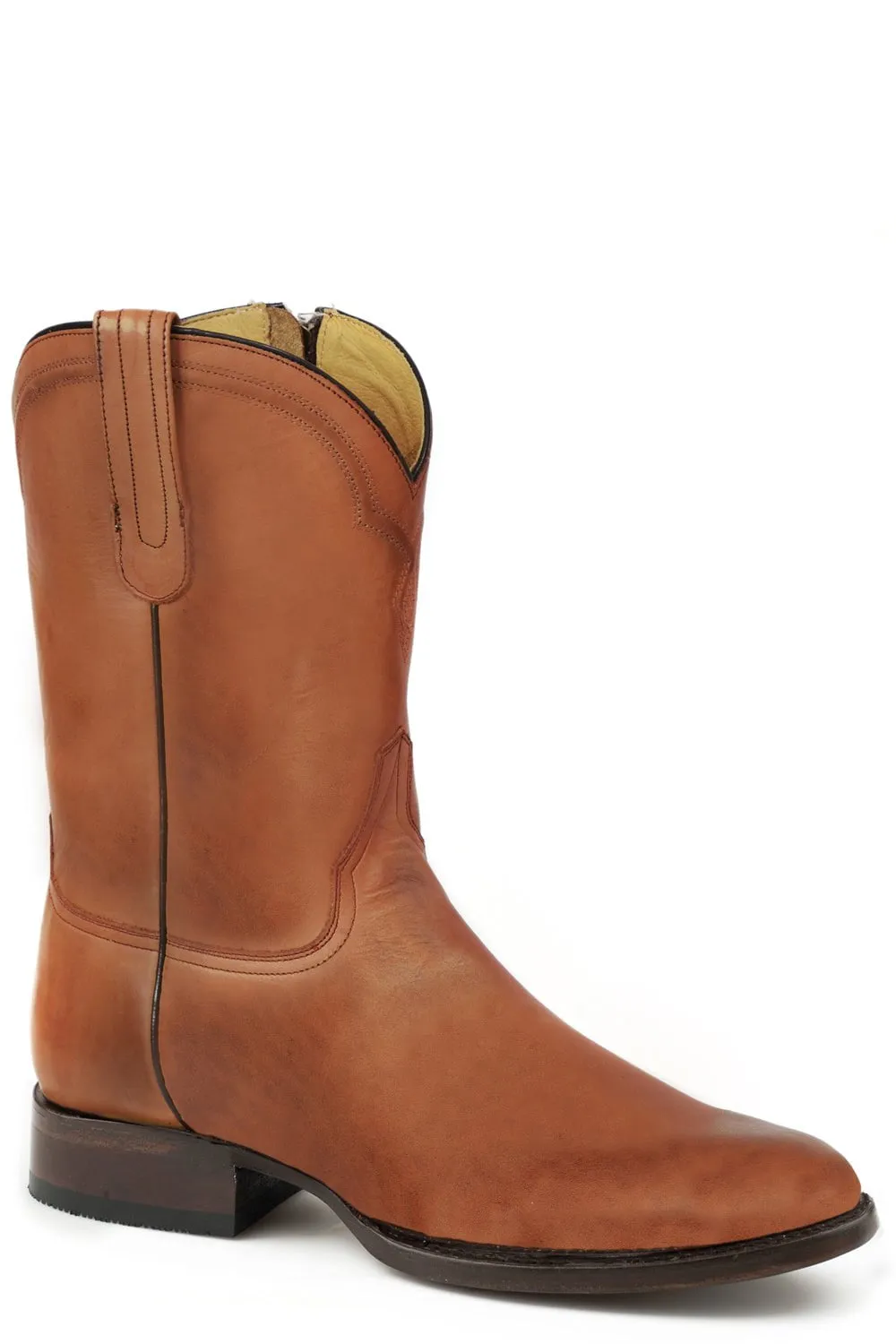 Stetson Mens Rancher Zip Cognac Leather Cowboy Boots