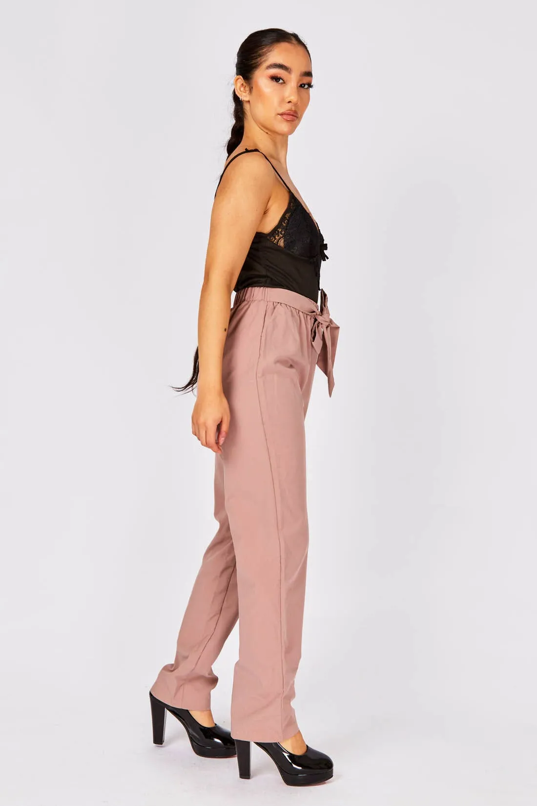 Stone Tie Waist Cigerette Trouser