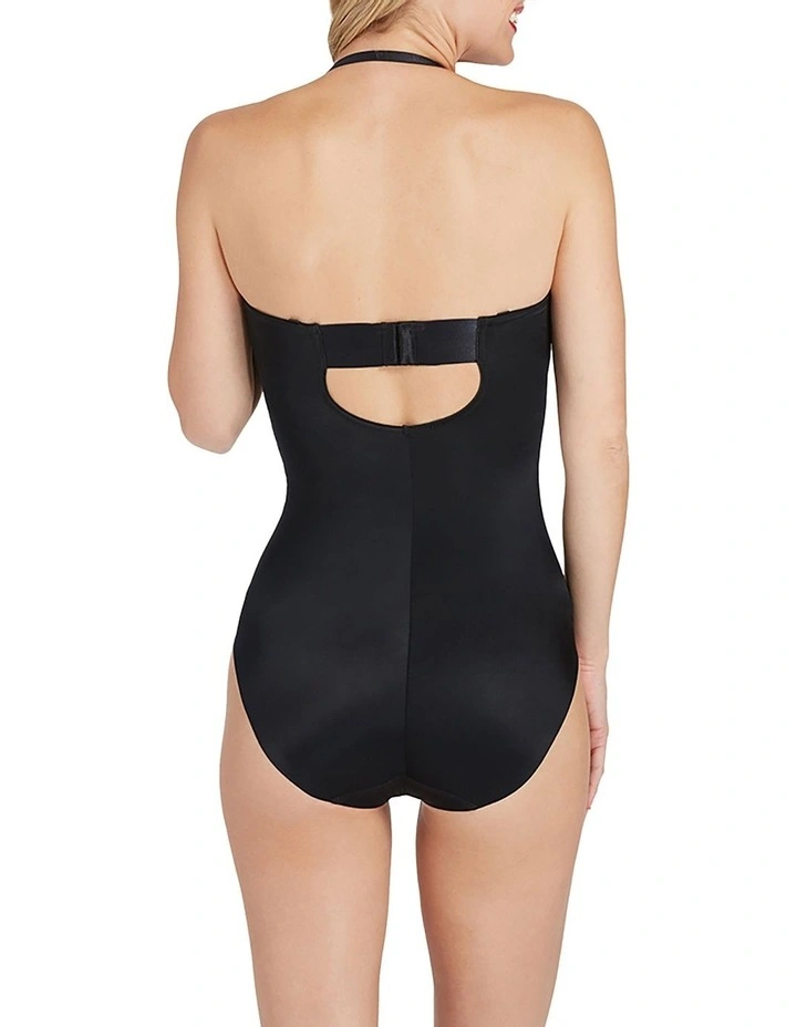 Suit Your Fancy Strapless Cupped Panty Bodysuit in Black