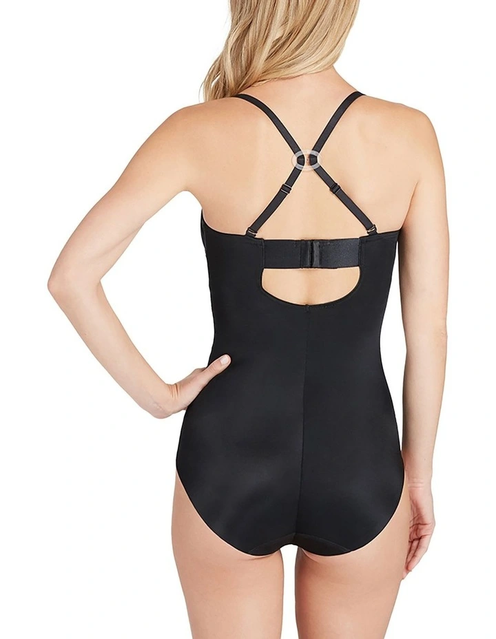 Suit Your Fancy Strapless Cupped Panty Bodysuit in Black