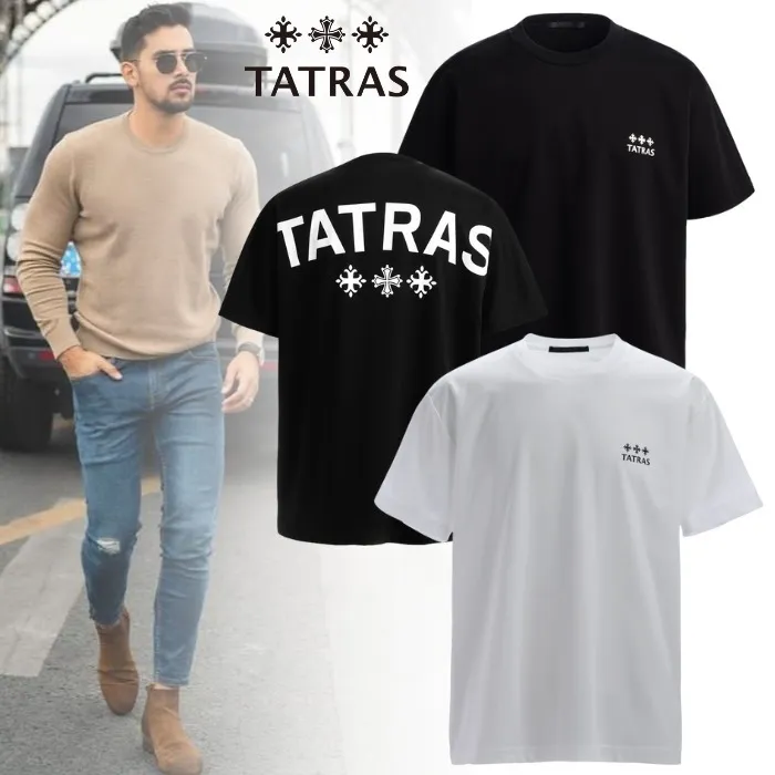 TATRAS  |Crew Neck Unisex Plain Cotton Short Sleeves Logo