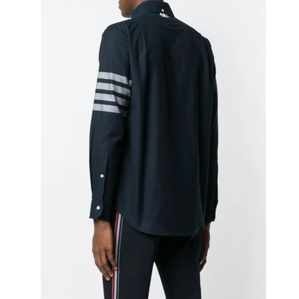 THOM BROWNE  |Long Sleeves Plain Cotton Logo Designers Shirts