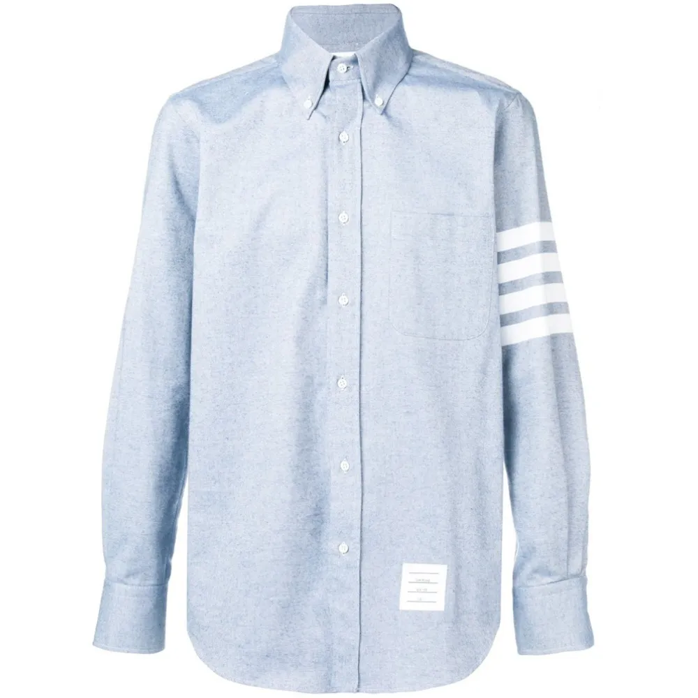 THOM BROWNE  |Long Sleeves Plain Cotton Logo Designers Shirts