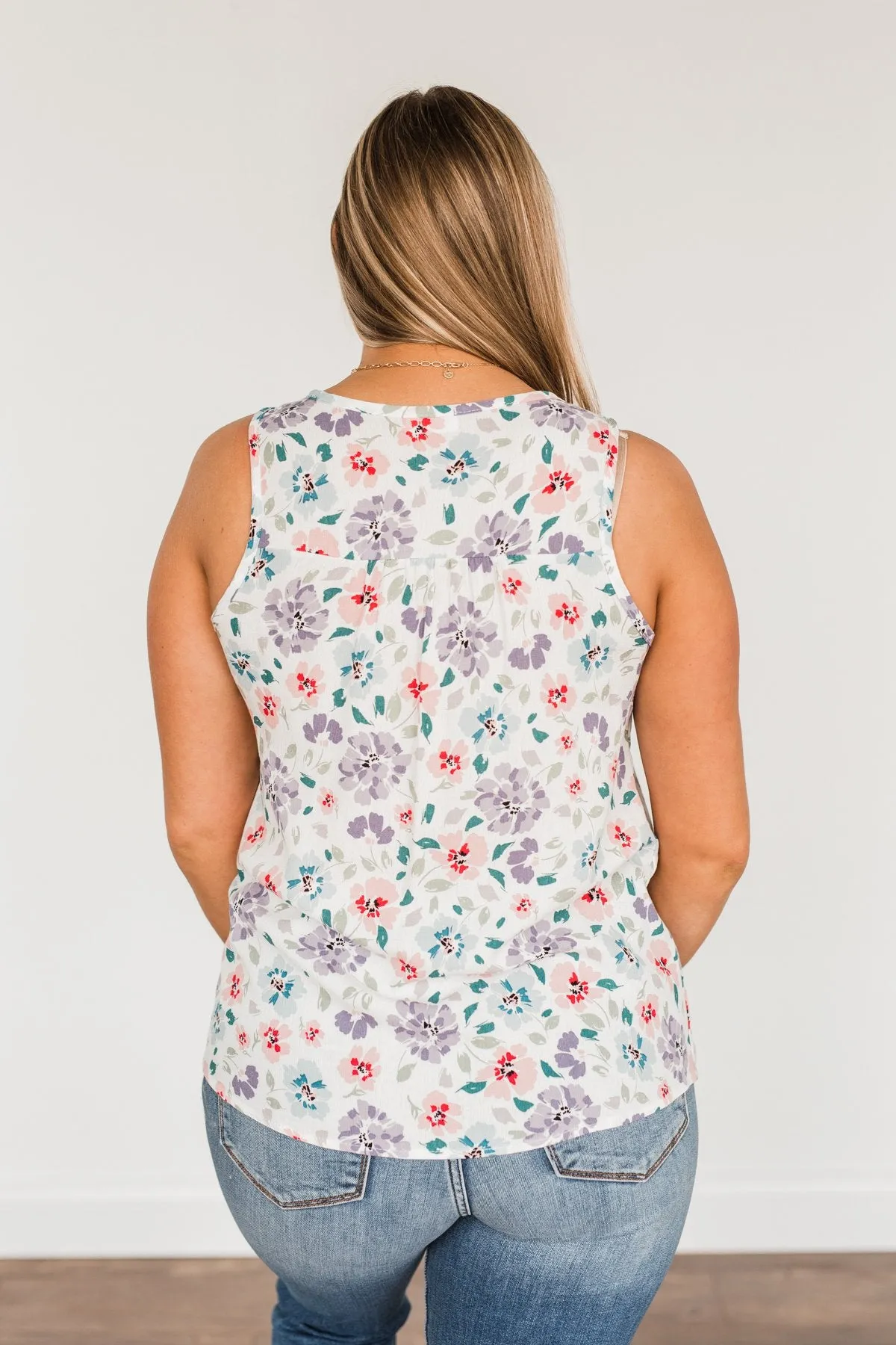 Times Are Changing Floral Tank Top- Ivory