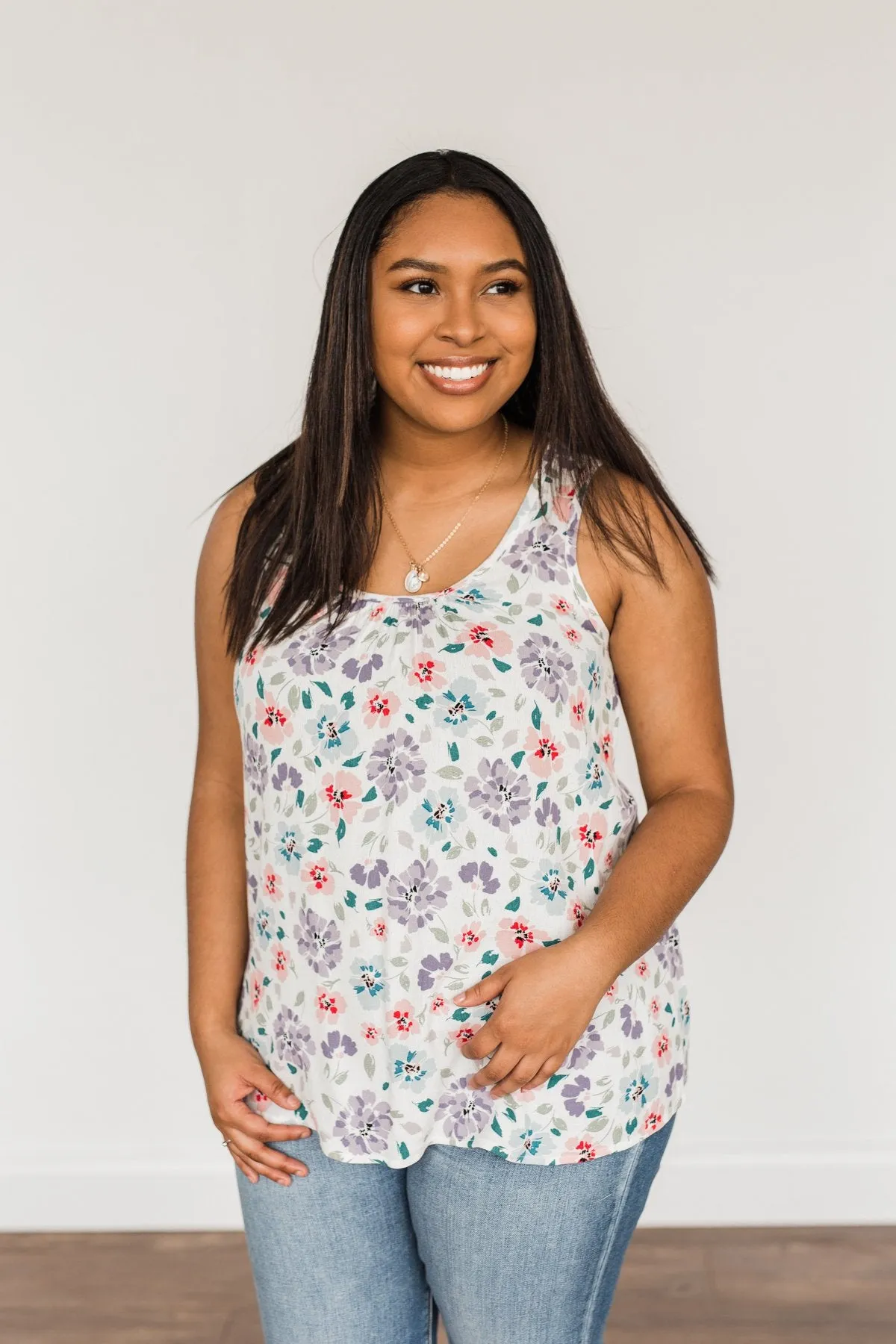 Times Are Changing Floral Tank Top- Ivory