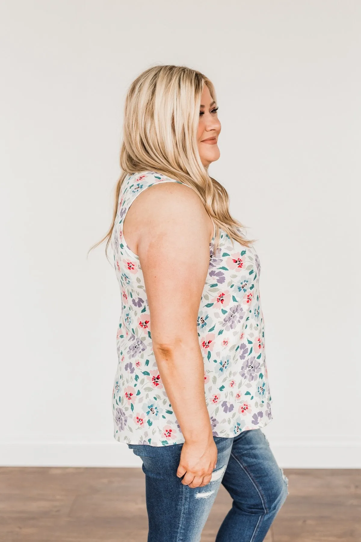 Times Are Changing Floral Tank Top- Ivory