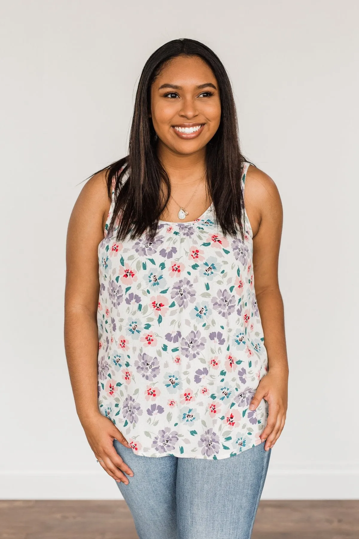 Times Are Changing Floral Tank Top- Ivory