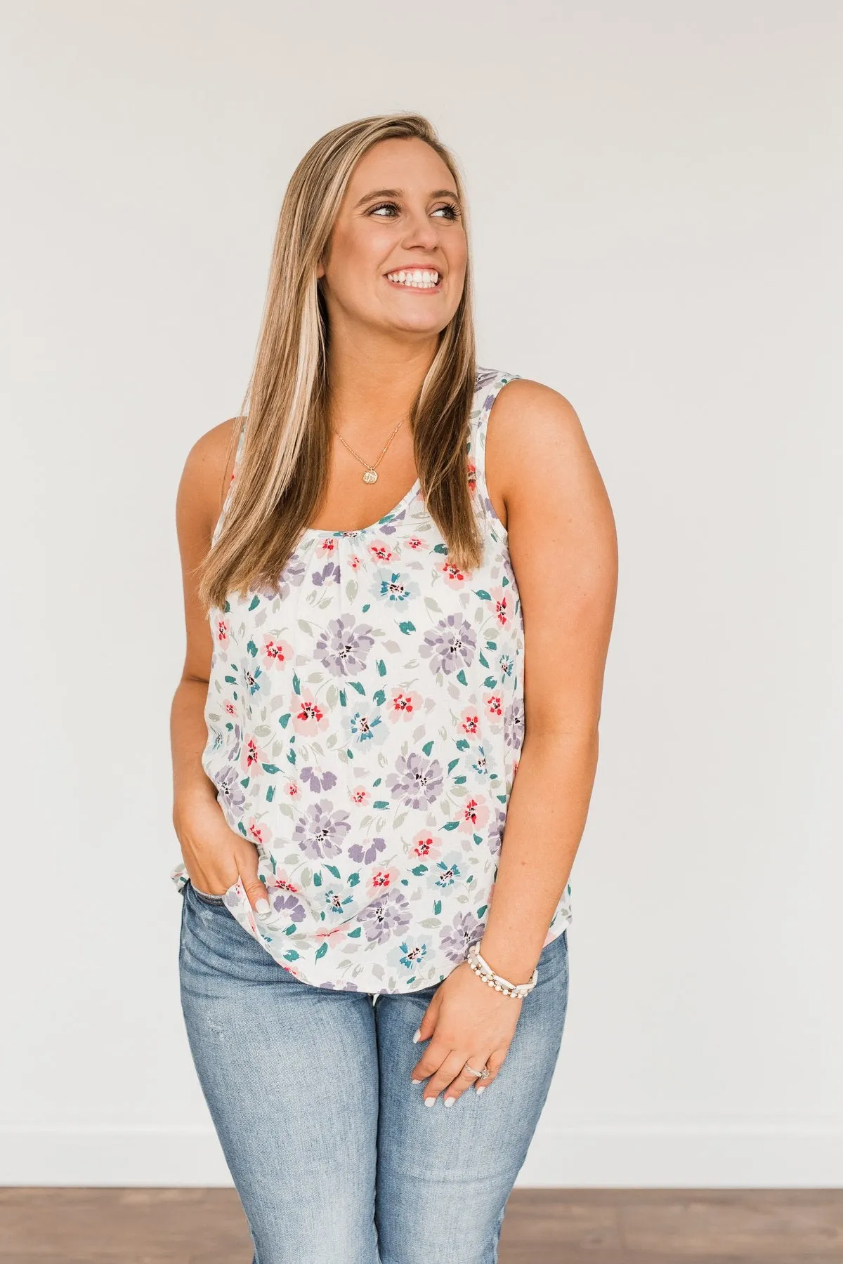 Times Are Changing Floral Tank Top- Ivory