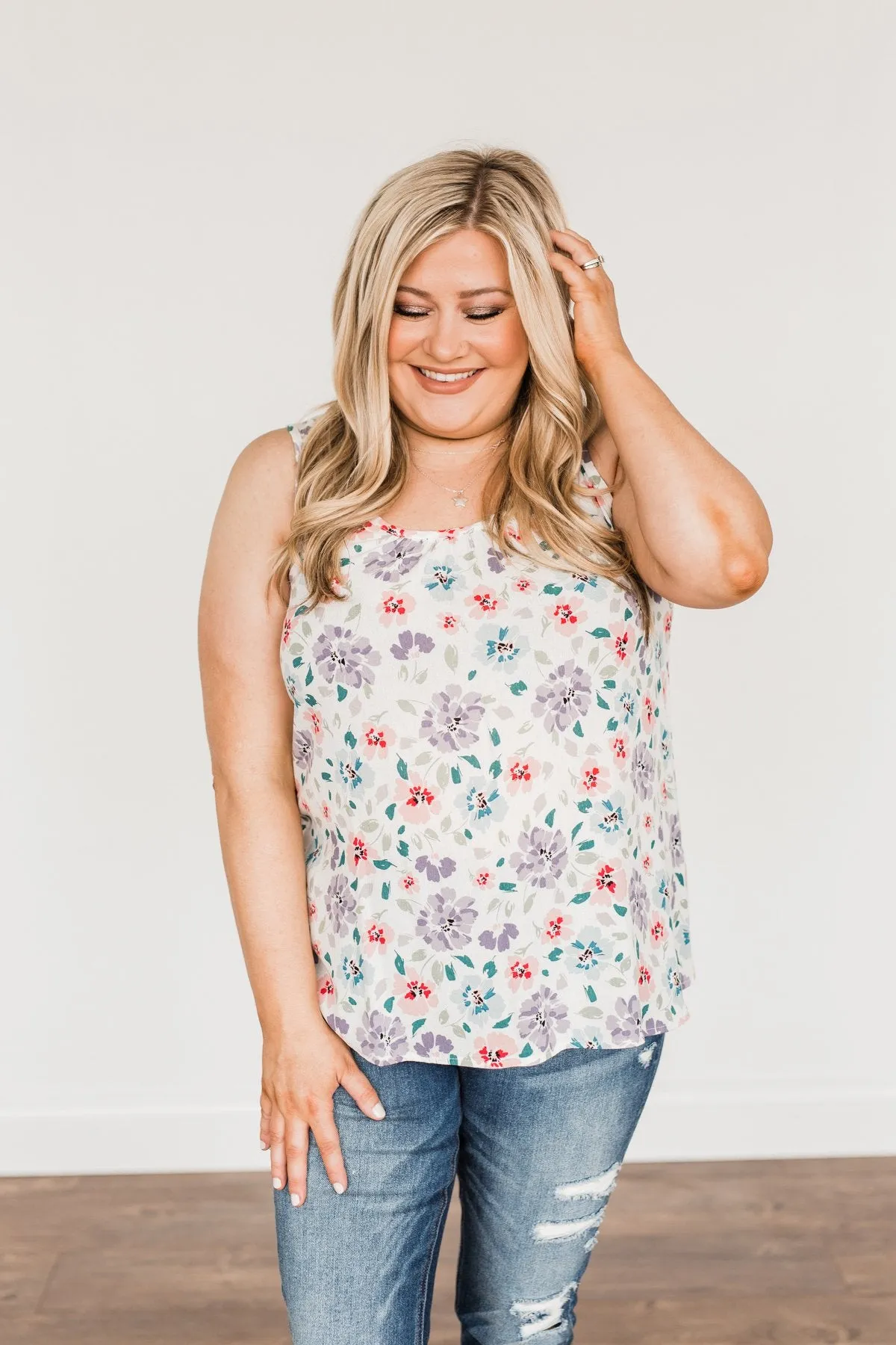 Times Are Changing Floral Tank Top- Ivory